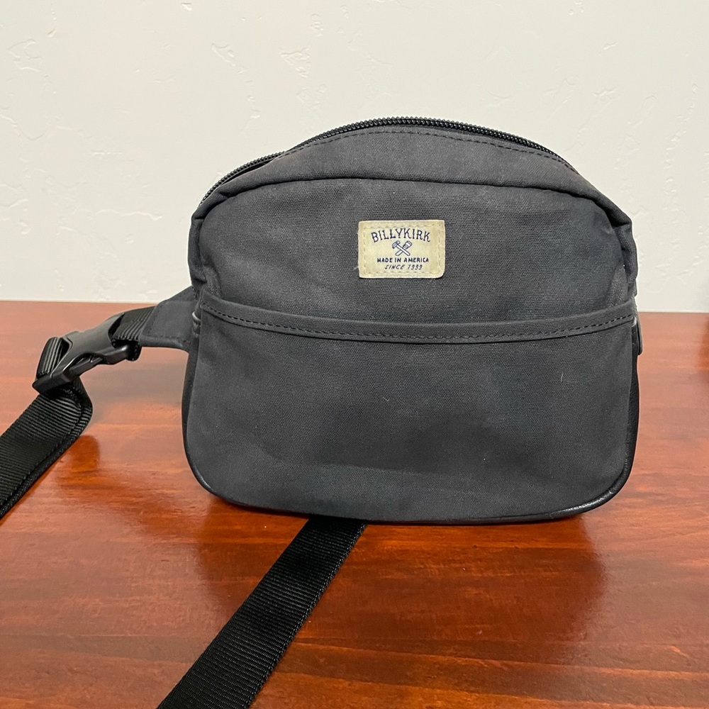 Billykirk crossbody / waist pouch - black waxed canvas and full grain leather